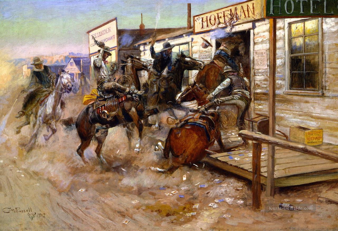 ohne Klopfen 1909 Charles Marion Russell Indiana Cowboy Ölgemälde